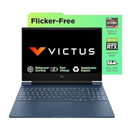 HP Victus, AMD Ryzen 5 5600H, NVIDIA RTX 3050, 8GB DDR4, 512GB SSD, 144Hz, 9MS, IPS, 15.6-inch(39.6cm) FHD Gaming Laptop, Enhanced Cooling (Win 11, Office 21, Silver, 2.37kg) fb0082AX